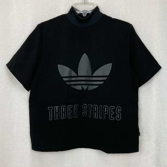 Adidas Women’s Tone-onTone Trefoil Three Stripes Mock Neck Crop Performance Top - Picture 2 of 14